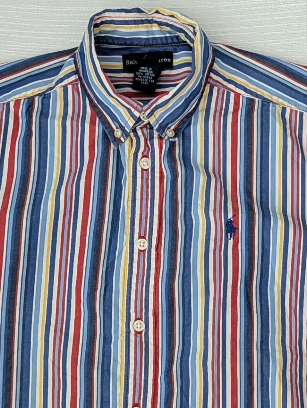 Ralph Lauren Multi-Stripe Button-Down Shirt - Big Boy Sz L (16-18)